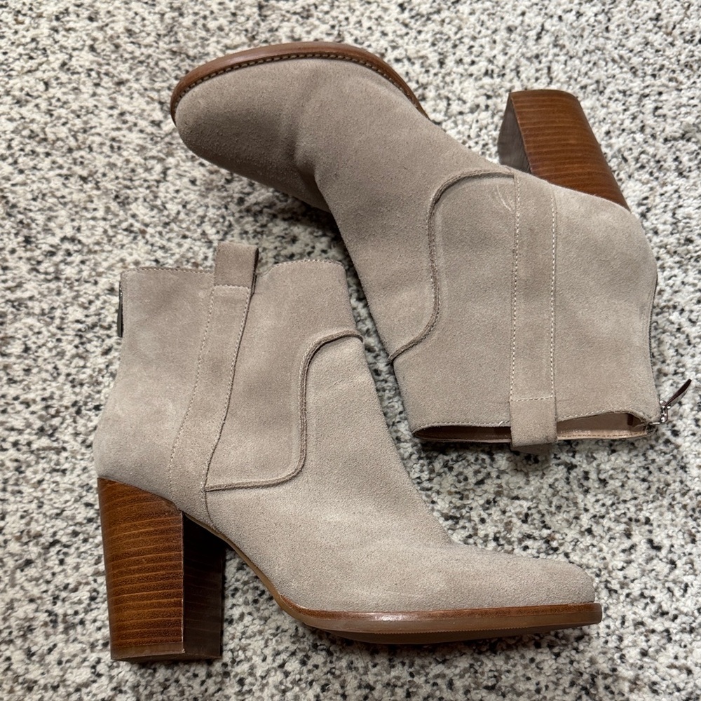 French Connection Light Gray Suede Booties